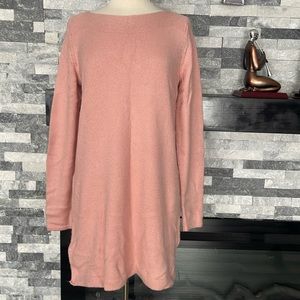 J JILL M Coral Pink Cotton Long Sleeves Boat Neck Knit Tunic/ Dress